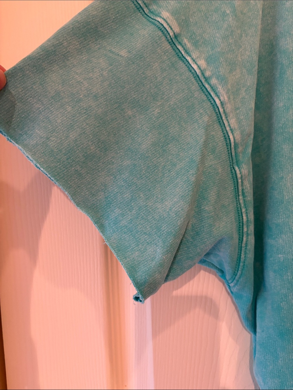 Zenana Outfitters Mineral-Wash Teal Short Sleeve Pocket Tee L/XL - Picture 2 of 6